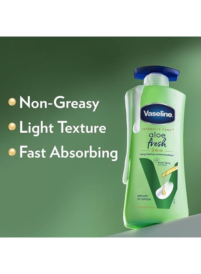 Vaseline Aloe Fresh Body Lotion,24 HR Long Lasting Moisturisation with Aloe Vera extract and Menthol, 600ml - Image 2